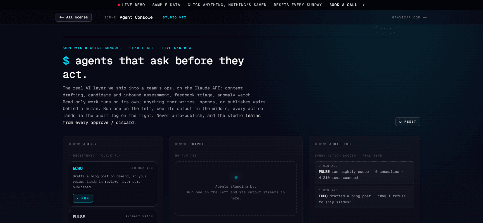 Agent Console: A supervised AI-agent console on the Claude API